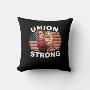 Union Strong - Labour Day Messy Bun USA Flag Cushion