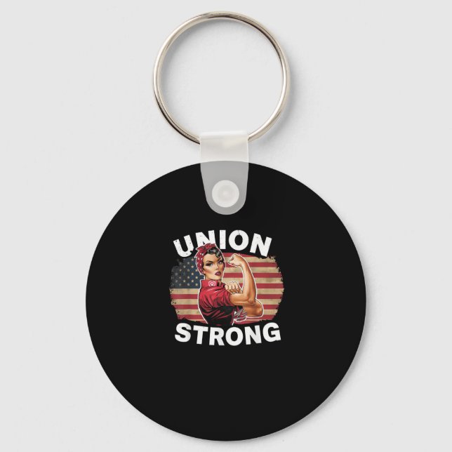 Union Strong - Labour Day Messy Bun USA Flag Key Ring (Front)