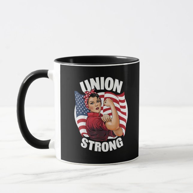 Union Strong The Riveter Labour Union Labour Day Mug (Left)
