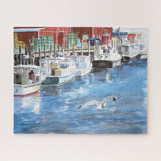 Union Wharf Portland, Maine Watercolor Jigsaw Puzzle (Horizontal)