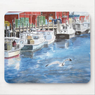 Union Wharf Portland, Maine Watercolor Mouse Pad