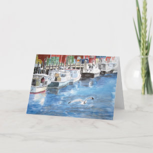 Union Wharf Portland, Maine Watercolor Thank You Card
