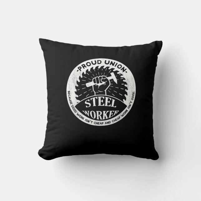 Union Worker Design - Strong Steel Worker Artwork Cushion (Front)
