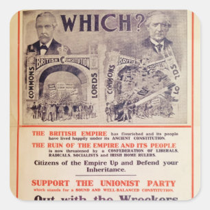 Unionist Party Poster for British General Square Sticker