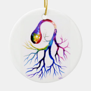 Unipolar neuron ceramic tree decoration