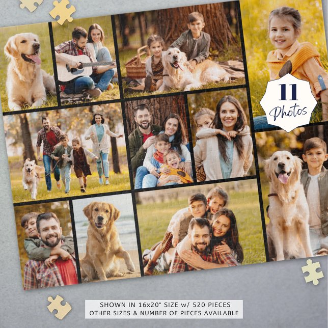 Unique 11 Photo Collage Minimalist Simple Black Jigsaw Puzzle (Creator Uploaded)