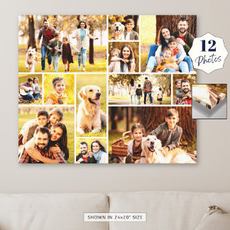 Unique 12 Photo Collage Minimalist Simple Canvas Print
