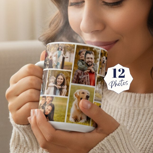 Unique 12 Photo Collage Minimalist Simple  Coffee Mug (Creator Uploaded)