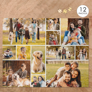 Unique 12 Photo Collage Minimalist Simple Jigsaw Puzzle