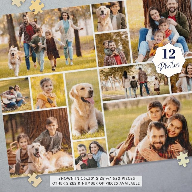 Unique 12 Photo Collage Minimalist Simple Jigsaw Puzzle (Creator Uploaded)