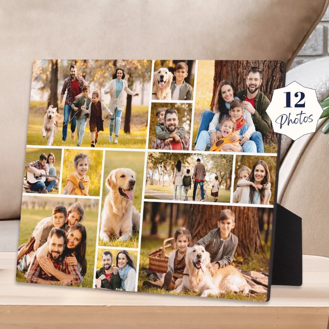 Unique 12 Photo Collage Minimalist Simple Plaque (Creator Uploaded)