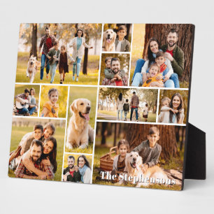 Unique 12 Photo Collage Name Simple Plaque