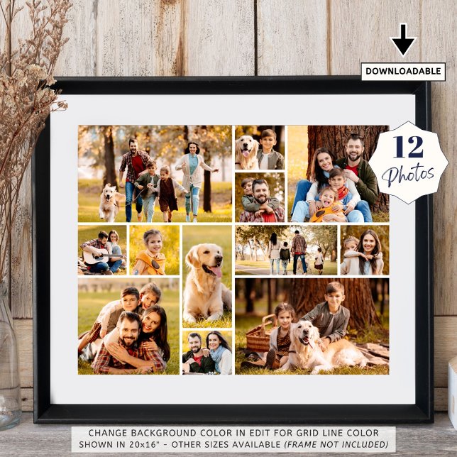 Unique 12 Photo Collage Simple Poster (Creator Uploaded)