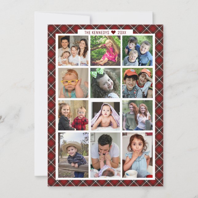Unique 13 Photo Collage Family Year In Review Holiday Card (Front)
