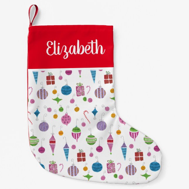 Unique 1960s-Inspired Whimsical Retro Christmas Small Christmas Stocking (Front)