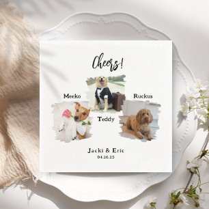 Unique 3 Photos Cheers Pet Cat Dog Wedding  Napkin