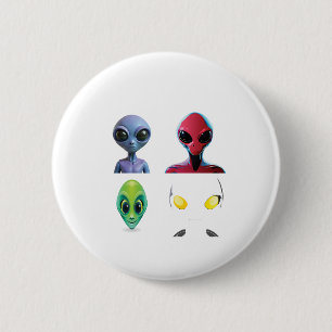 Unique 3D Alien Face Design 6 Cm Round Badge