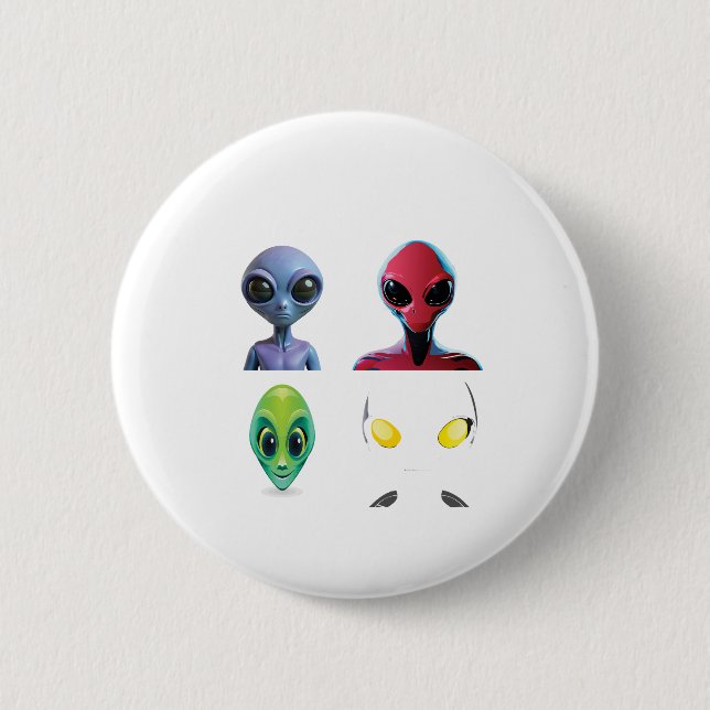 Unique 3D Alien Face Design 6 Cm Round Badge (Front)