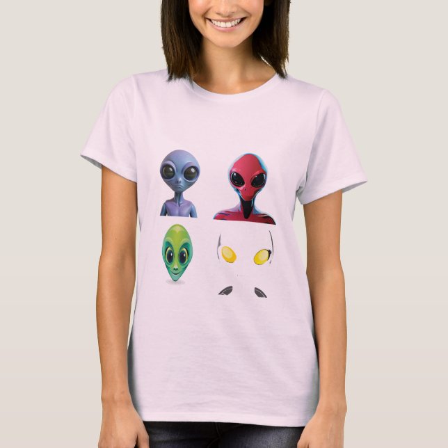 Unique 3D Alien Face Design  T-Shirt (Front)