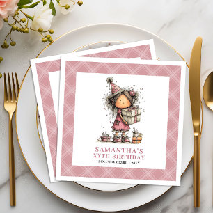 Unique 3rd Birthday Girl Quirky Funny Whimsical Napkin