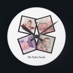 Unique 4 Photo Collage Personalized Round Clock<br><div class="desc">4 Photo Collage Personalized Template wall clock .. simply add your own photographs and text to this great wall clock .. easy to personalize .. customizable photo template clock from Ricaso - perfect gift-ideas</div>