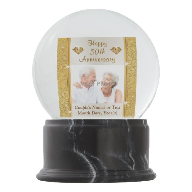 Unique 50th Wedding Anniversary Gifts, Snow Globes (Front)