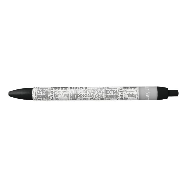 Unique 60th Birthday Party Personalised Gifts Black Ink Pen (Front)