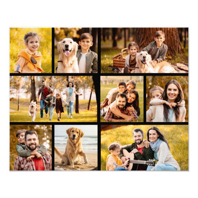 Unique 9 Photo Collage Minimalist Simple Black (Front)