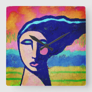 Unique Abstract Art Square Wall Clock