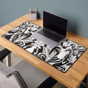 Unique Abstract B&W Marble Liquid Desk Mat