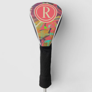 Unique Abstract Colourful Monogram Initial  Golf Head Cover