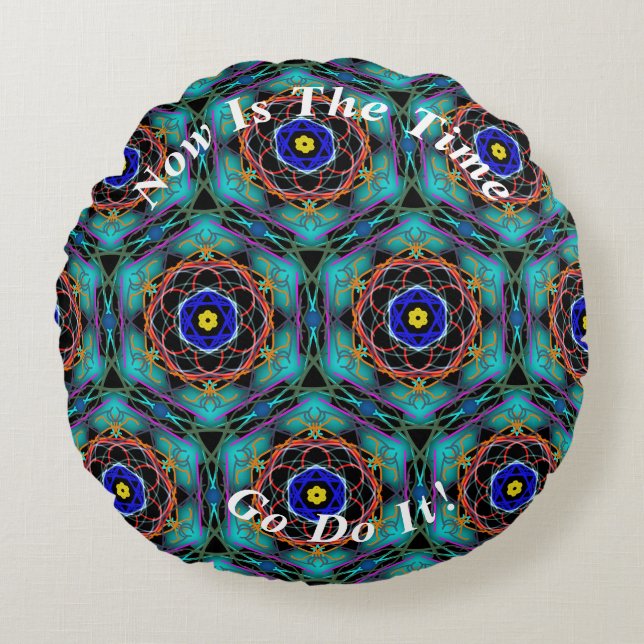 Unique Abstract Colourful Symmetry design Round Cushion (Front)