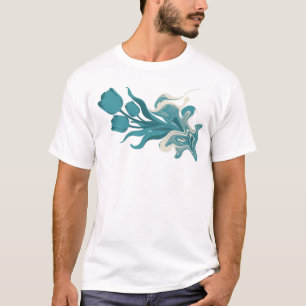 Unique ABSTRACT FLOWER Statement Design T-Shirt