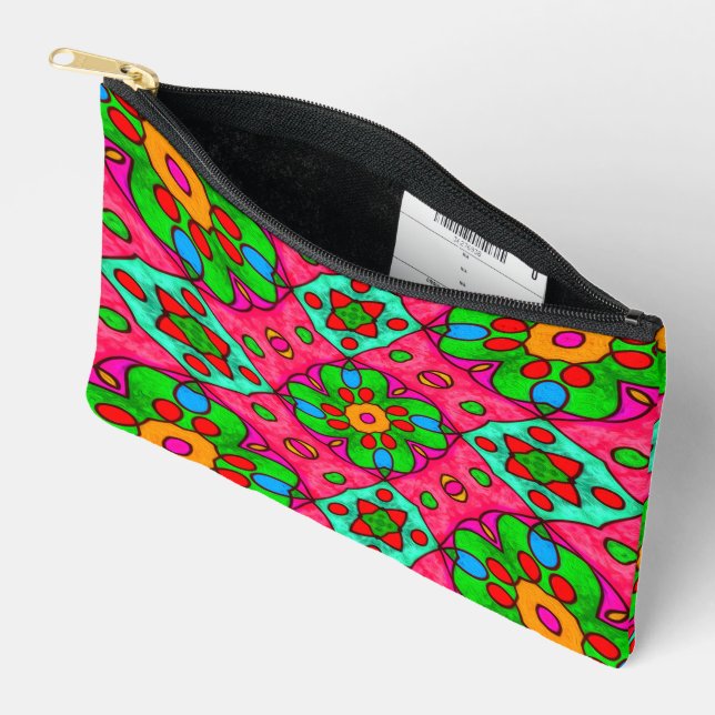 Unique Abstract Flowers Pattern Accessory Pouch (Open)