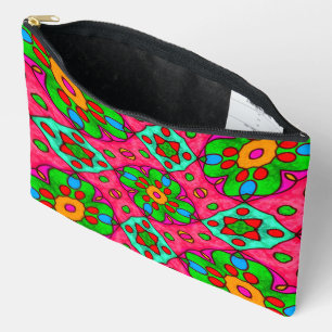 Unique Abstract Flowers Pattern Accessory Pouch