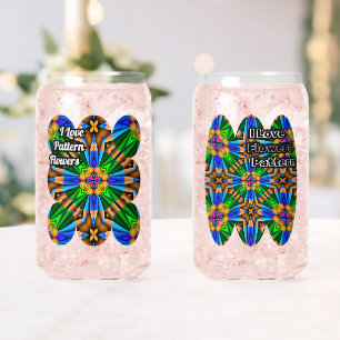 Unique Abstract Flowers Pattern Can Glass
