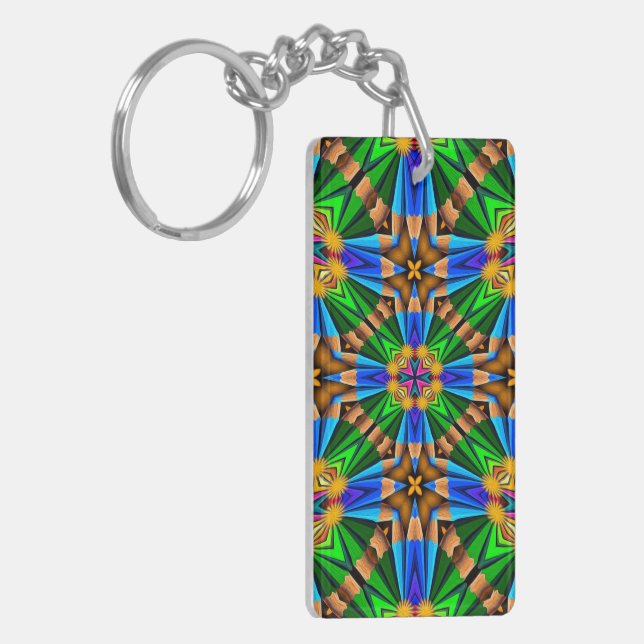 Unique Abstract Flowers Pattern Key Ring (Front Left)