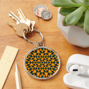 Unique Abstract Flowers Pattern Key Ring