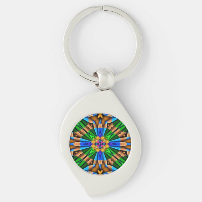 Unique Abstract Flowers Pattern Key Ring (Front)