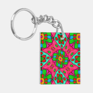 Unique Abstract Flowers Pattern Key Ring