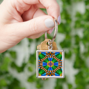 Unique Abstract Flowers Pattern Key Ring