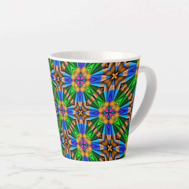 Unique Abstract Flowers Pattern Latte Mug (Right Angle)
