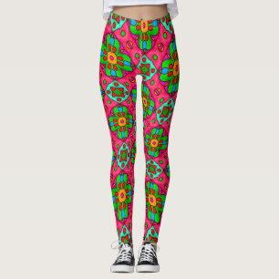 Unique Abstract Flowers Pattern Leggings
