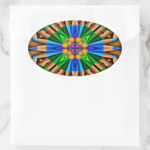 Unique Abstract Flowers Pattern Oval Sticker