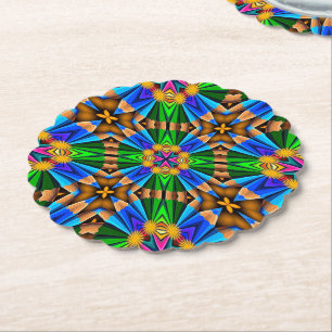 Unique Abstract Flowers Pattern Paper Coaster