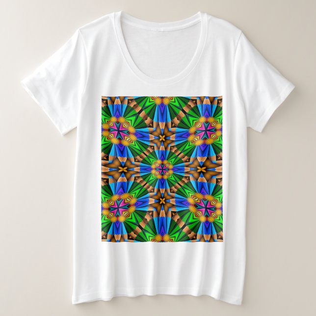 Unique Abstract Flowers Pattern Plus Size T-Shirt (Design Front)