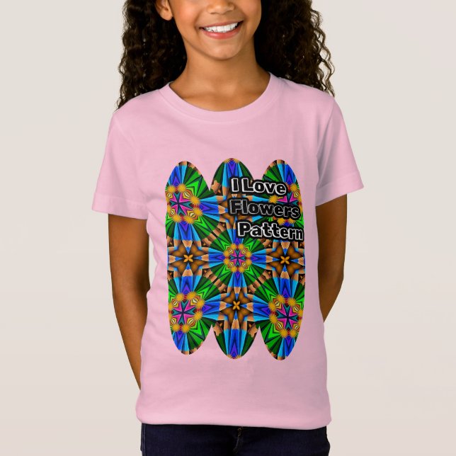 Unique Abstract Flowers Pattern T-Shirt (Front)