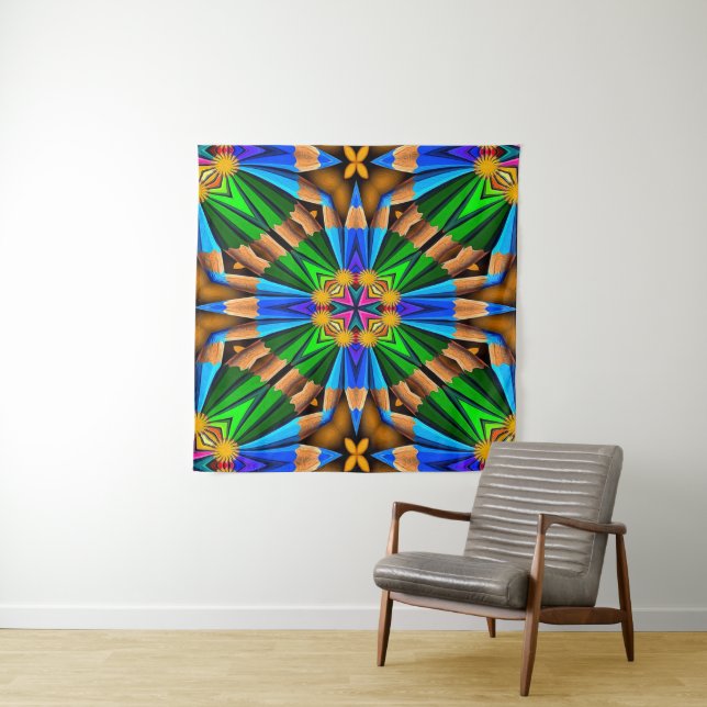 Unique Abstract Flowers Pattern Tapestry (In Situ)