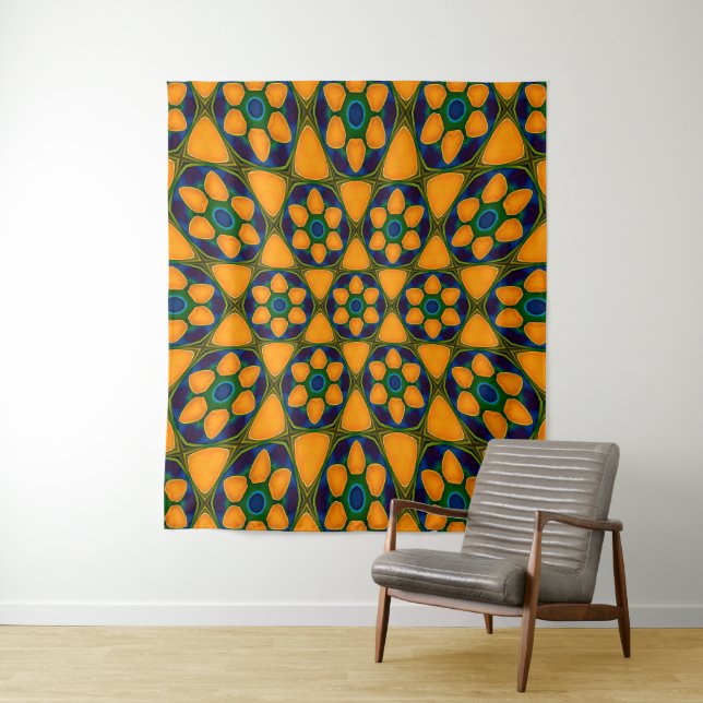 Unique Abstract Flowers Pattern Tapestry (In Situ)