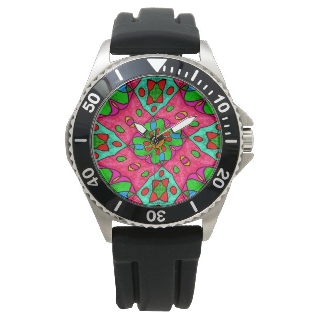 Unique Abstract Flowers Pattern Watch (Front)